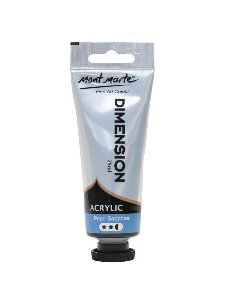 Mont Marte Dimension Acrylic Color Series with High Viscosity Glass Finish Strong Intensity Excellent Lightfastness, Pigment Tube Dimension Acrylic 75ml - Pearl Sapphire
