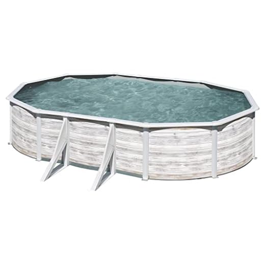Gre Piscina De Acero Elevada,Ovalada Con Aspecto Acero Nórdico. Piscinas Desmontables Para Jardín. 610 X 375 X 120 Cm - Piscina Kit610N Finlandia.