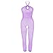 Walang Lip Women's Sexy Mesh Bodystocking Fishnet Lingerie See Through Dress Stretches Tight Halter Bodysuit Crotchless (Purple)