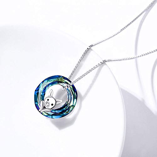 JUSTKIDSTOY Pig Necklace Jewelry 925 Sterling Silver Cute Animal Pendant Necklace with Crystal Gift for Women Girl Birthday4
