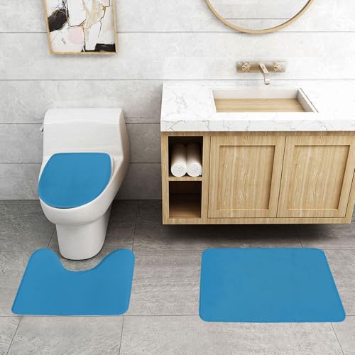 Tapis de salle de bain antidérapants bleu saphir rectangulaire U O