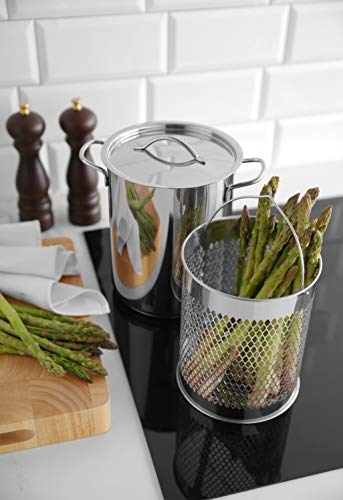 Foto von HENDI Spargeltopf Set, geeignet für alle Herdarten, geeignet zum Dämpfen von Gemüse/Fisch, kochen von Nudeln, warmhalten Hot Dogs, 4L, ø160x(H)205mm, Edelstahl 18/0
