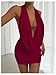 SOLY HUX Women's Sexy Deep V Neck Halter Bodycon Mini Dress Sleeveless Party Club Dresses Solid Burgundy Medium