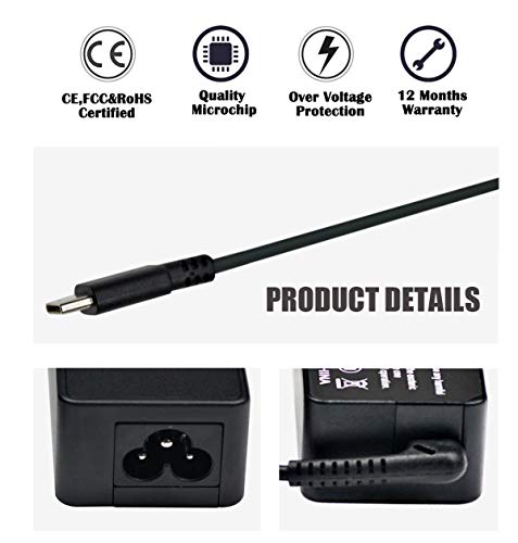65W/45W USB Type C Laptop Charger for Lenovo Chromebook 100e 300e C330 ThinkPad T480 T480s T580 T580s Yoga C930 C940 C740 S730 730 730S 910 920 13 AC Adapter Power Supply Cord - Thumbnail 3