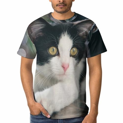 Tee shirt de chat blanc noir homme idéal pour un look décontracté