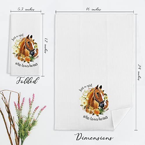 Just A Girl Who Loves Horses Kitchen Towels & Tea Towels, Dish Cloth Flour Sack Hand Towel For Farmhouse Kitchen Decor，24 X 16 Inches Cotton Modern Dish Towels Dishcloths,Gifts For Horse Lovers Riders #TOP3