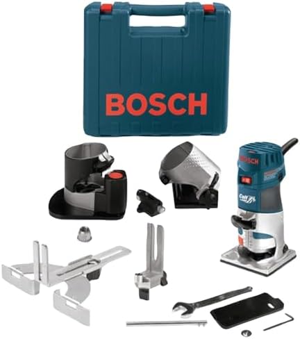 BOSCH PR20EVSNK Colt Installers Kit 5.7 Amp 1 Hp Fixed-Base Variable-Speed Router with 3 Assorted Bases and Edge Guide