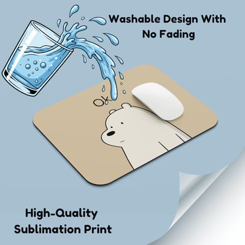 Image of Premium Cute Bear Mouse Pad - Stylish Printed Mousepad with Durable Non-Slip Rubber Base & Smooth Control Surface for Laptop, Desktop & Office Use (Ok Bear!!) (Ok Bear!!)