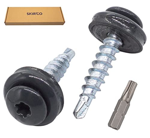 SKIR'CO (200 pcs) Metal Roofing Screws, 4.8 x 20 mm Painted Self-Drilling Screws With EPDM Washers - Image 2