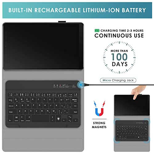 Detuosi #MA09308TYUS Backlit Keyboard Case For Samsung Galaxy Tab A7 Lite 8.7 Inch 2021 (Sm-T220/T227U) With S Pen Holder, 3 Viewing Angles Folio Leather Book Cover thumb #5