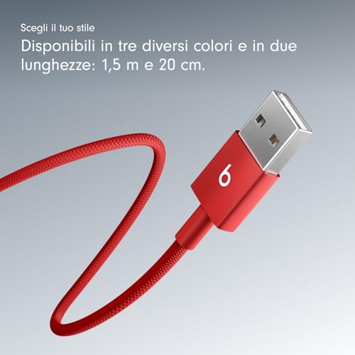 Beats Da USB-A A USB-C Cavo In Tessuto Intrecciato, Ricarica Rapida, Resistente E Antigroviglio, Caricatore Compatibile Per Dispositivi Apple E Android (1,5 M) - Rosso Rapido - 7