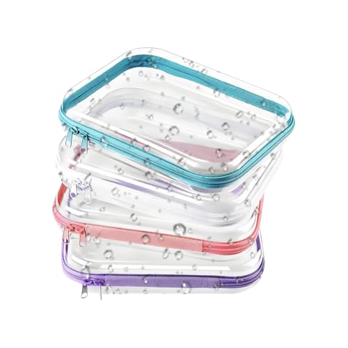 Xvilmaun Bolsas Transparentes De Maquillaje con Cremallera - Organizador De Maquillaje Portátil para Viaje En Bolsas Transparentes,4 Piezas Organizador De Viaje para Productos De Belleza Y Aseo