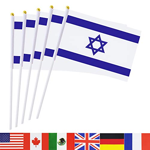 Israel Stick Flag,TSMD 50 Pack Hand Held Small Israeli Jewish National Flags On Sticks,International World Country Flags Banners For Party Decorations,Olympics,Sports Clubs,Festival Events Celebration