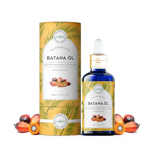 LEBBIO Batana Aceite para el cabello 50 ml [100% NATURREIN] prensado en frío, estimula el crecimiento del cabello y fortalece el cabello – Repara el cabello seco y dañado