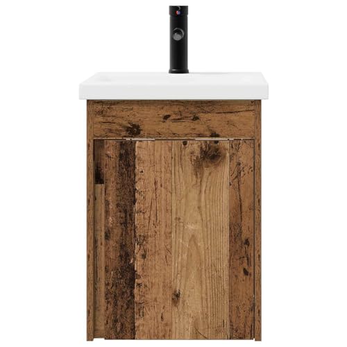 Mueble de baño compacto de 42 cm para ahorrar espacio con lavabo y grifo 6