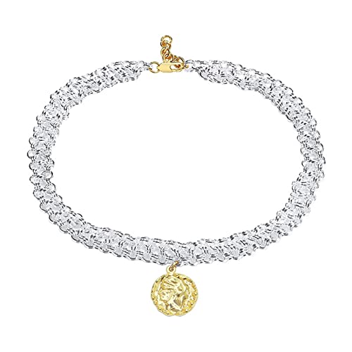 Collier initial femme en acier inoxydable doré avec maille cubaine
