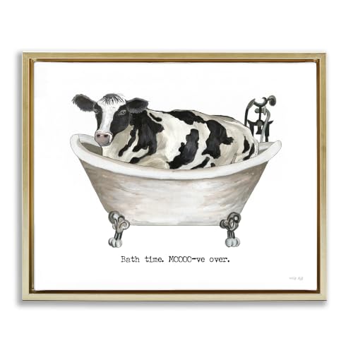 Moo Ve Over Bath Time Cow, 24 x 30 Inch Canvas in Floater Frame
