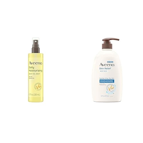 Aveeno Aceite corporal seco hidratante diario con aceite de avena y jojoba para lavado corporal seco y suave, sin jabón con avena para calmar la