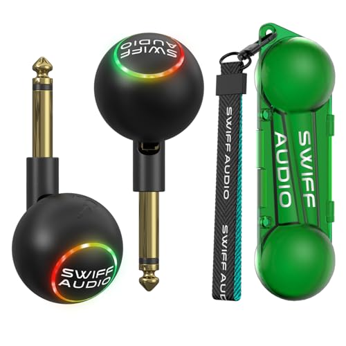 SWIFF AUDIO WT09a Wireless Guitar System 2.4GHz Guitar Transmitter Receiver w/6 Channels High-Impedance Audio Engine <4ms Low Latency 100ft Range RGB Signal Indicator Carrying Case Included