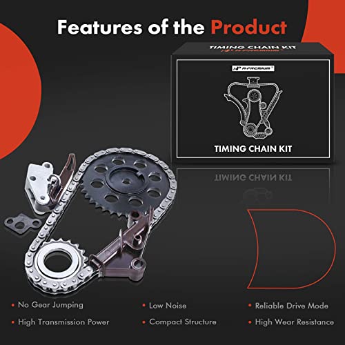 A-Premium Set Of 5Pcs Engine Timing Chain Kit W/Tensioner & Guide & Sprocket [Fit Ohv, 6Cyl 2.9L] Compatible With Ford Bronco Ii 1986-1990, Ranger 1986-1992 & Merkur Scorpio 1988-1989, Replace# 94151 #TOP6