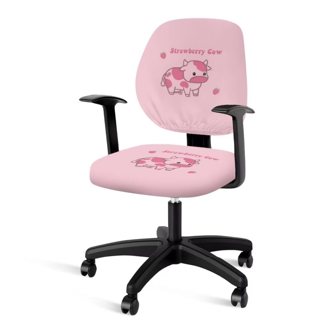 Jeiento Bonita funda para silla de oficina, protector de asiento de silla de escritorio de vaca fresa para mujeres y niƱas, lavable, fundas de cojĆn para asiento de computadora, regalos de cumpleaƱos