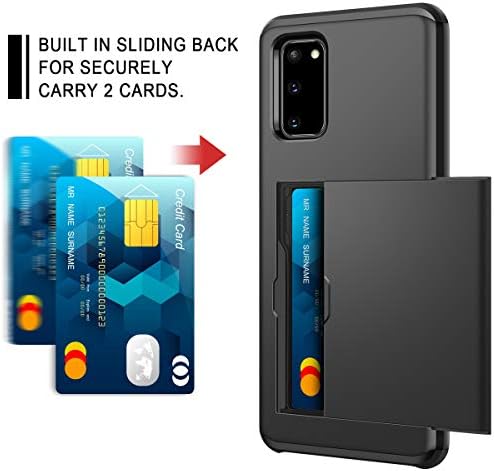 Coolden for Samsung S20 Case Armor Shockproof Case for Galaxy S20 Wallet Case Cover Protective Case Rubber Bumper Phone Case Card Holder Slot Wallet Case Cover for Samsung Galaxy S20 (Black)