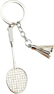 10 Pack Badminton Racket and Shuttlecock Keychains – Silver Zinc Alloy Sports Keychains for Badminton Lovers, Tournament Prizes, Party Favors, and Team Gifts
