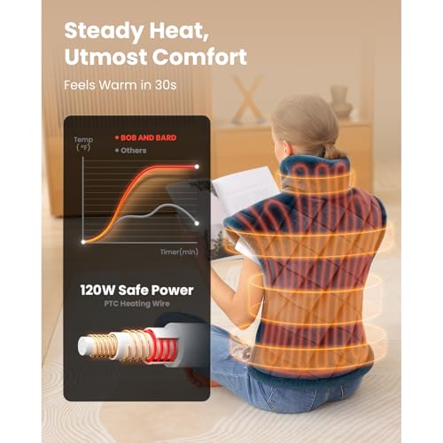 Bob and Brad Heating Pad for Back Pain Relief, FSA Eligible HSA Eligible Electric Heat Pad for Neck Shoulders & Full Body, Edge-Weighted Design, Fast Heating, ETL Certified, Gift for Women Men 24\"x33\" - Thumbnail 3