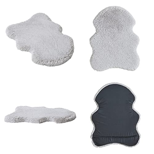 Friends Forever Nala Faux Fur Pet Bed, Soft Shaggy Rug Mat For Dogs, Breathable Egg Crate Orthopedic Foam, Low Profile Dog Bed, Machine Washable Removable Cover, Non-Slip, 30" W X 40" L Grey #TOP6