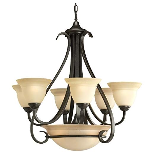Progress Lighting P4417-77 6-Light Two-Tier Torino Chandelier, Forged Bronze
