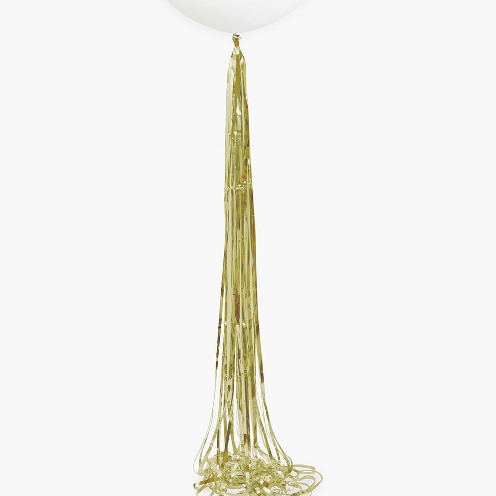 Queue de ballon dorée à pompons métalliques pour grand volume