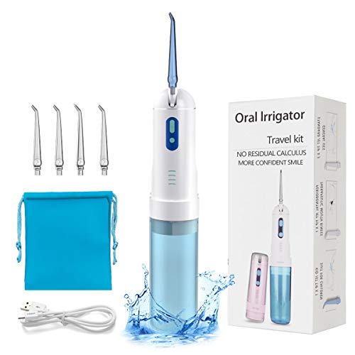 Water Flosser Professional Cordless Dental Oral Irrigator - 200ML Portable Rechargeable IPX7 Waterproof 4 Modes Water Cleaner with 3 Interchangeable Jet Tips for Home and Travel, Braces and Bridges