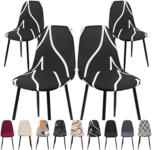 SearchI Dining Chair Covers 4 Pieces, Stretch Scandinavian Chair Slipcovers Shell Side Armless Chair Covers for Kitchen, Dining, Bedroom,Living Room Side Chairs,Orange