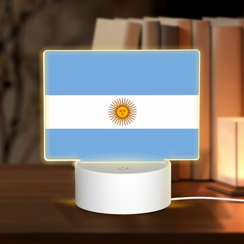 PHAYAH Luz nocturna rectangular con patrón de bandera argentina, base LED con cable USB ajustable, 3 colores para adultos, habitación infantil y dormitorio