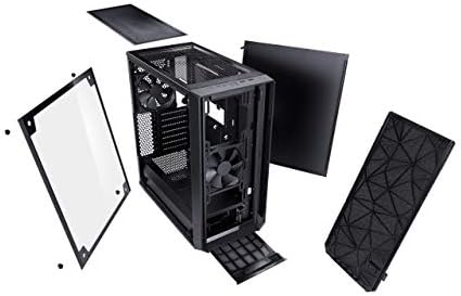 Fractal Design Meshify C - Compact Computer Case - High Performance Airflow/Cooling - 2x Fans included - PSU Shroud - Modular interior - Water-cooling ready - USB3.0 - Tempered Glass Light - Blackout