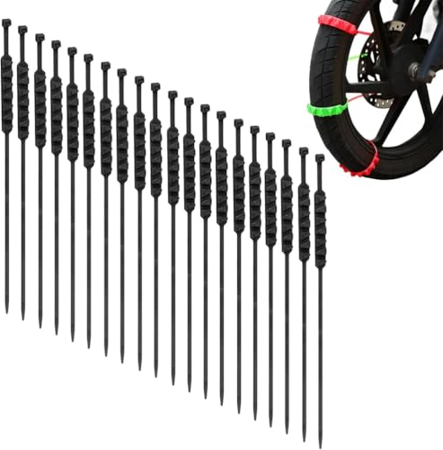 GAENZA 20 Pezzi Catene da Neve Universali Antiscivolo per Motociclette E Biciclette, Ruote Invernali, Fascette Antiscivolo, Cinghie, Catene Antiscivolo per Pneumatici da Neve Attrezzo per Catene,Nero