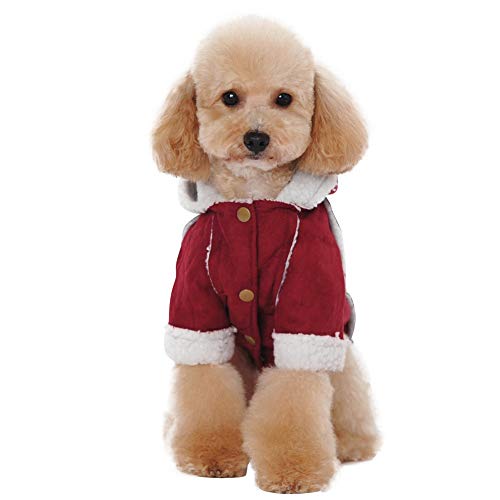 Rozkitch Dog Fleece Jacket Hoodie In Winter, Cold Weather Small Dog Jacket Windproof Pet Coats With Hooded Boy Male Girl Puppy Pet Winter Snowsuit Clothes Warm Autumn Outfit Doggie Red Light Brown #TOP6