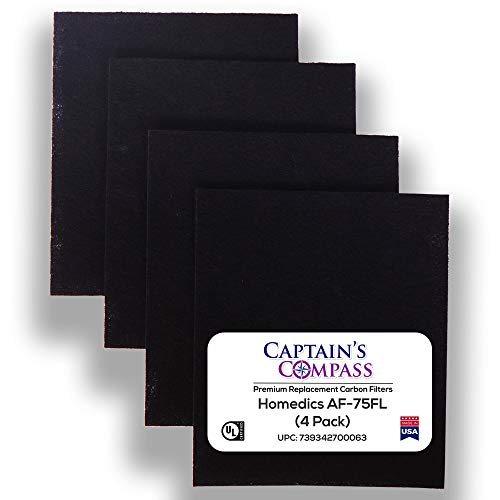 CAPTAIN'S COMPASS (4-Pack) Carbon Pre-Filter for Homedics AF-75FL, Made in USA