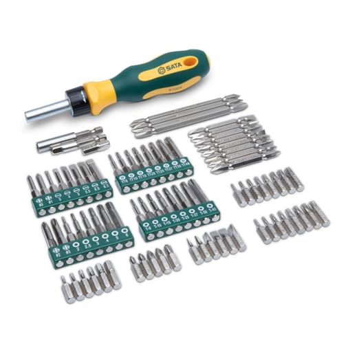 SATA ST09326SJ Juego de destornilladores de trinquete universal de 80 piezas con mango de agarre suave y cuerpo de acero al cromo vanadio