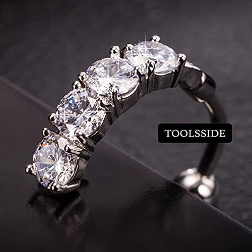 Toolsside 4 Cz Vch Jewelry Vertical Hood - Stainless Steel Belly Button Ring With Heavy Ball - Navel Rings For Genital Piercing And Belly Piercing #TOP1