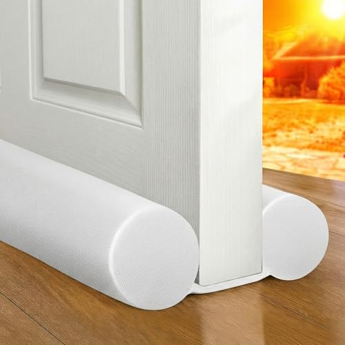 MAXTID Under Door Draft Blocker 36" Door Sealers for Bottom of Door Seal Strip Block Air Double Door Draft Stopper White Door Sweep Noise Cancelling Weather Seal