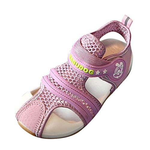 Baby Boys Girls Summer Sandals Mesh Rubbler Sole Outdoor Athletic Strap Breathable Closed-Toe Shoes Pink