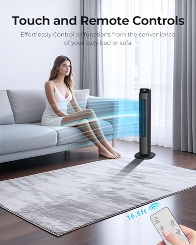 Image of Antarctic Star 36 inch Smart Tower Fan for Bedroom, 23ft /s High-Velocity, 34dB Ultra-Quiet, 80 Oscillating, LED Touch Display, 12H Timer with Remote for Home Office, Gray