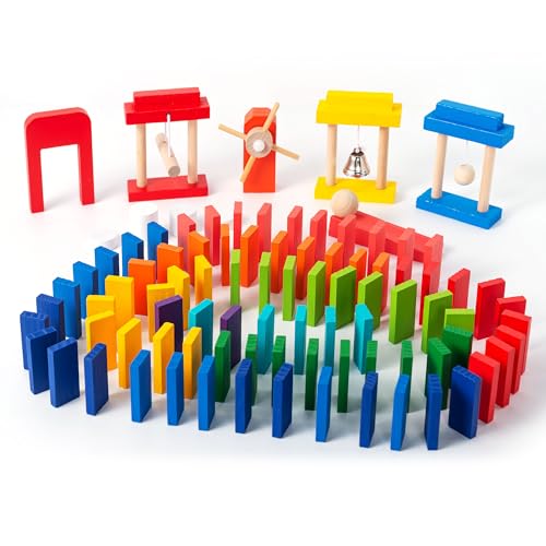 Miosea 200-Piece Wooden Domino Set for Kids - STEM Learning