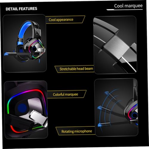 Casque de jeu RGB Veemoon bleu idéal pour les sessions de streaming sur PC
