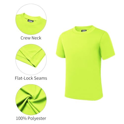 Image of QBK 2T to Youth Neon Shirt Kids UPF 50+ Dry Fit Athletic Short Sleeve Rash Guard T Shirts for Boys Girls Sports Undershirt