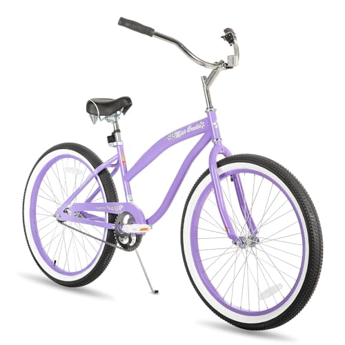 JOYSTAR 24 Inch Kids Cruiser Bike for Girls Ages 9-12 Years Old Single Speed Beach Cruiser Bikes with Coaster Brake Kids' Bicycle Purple