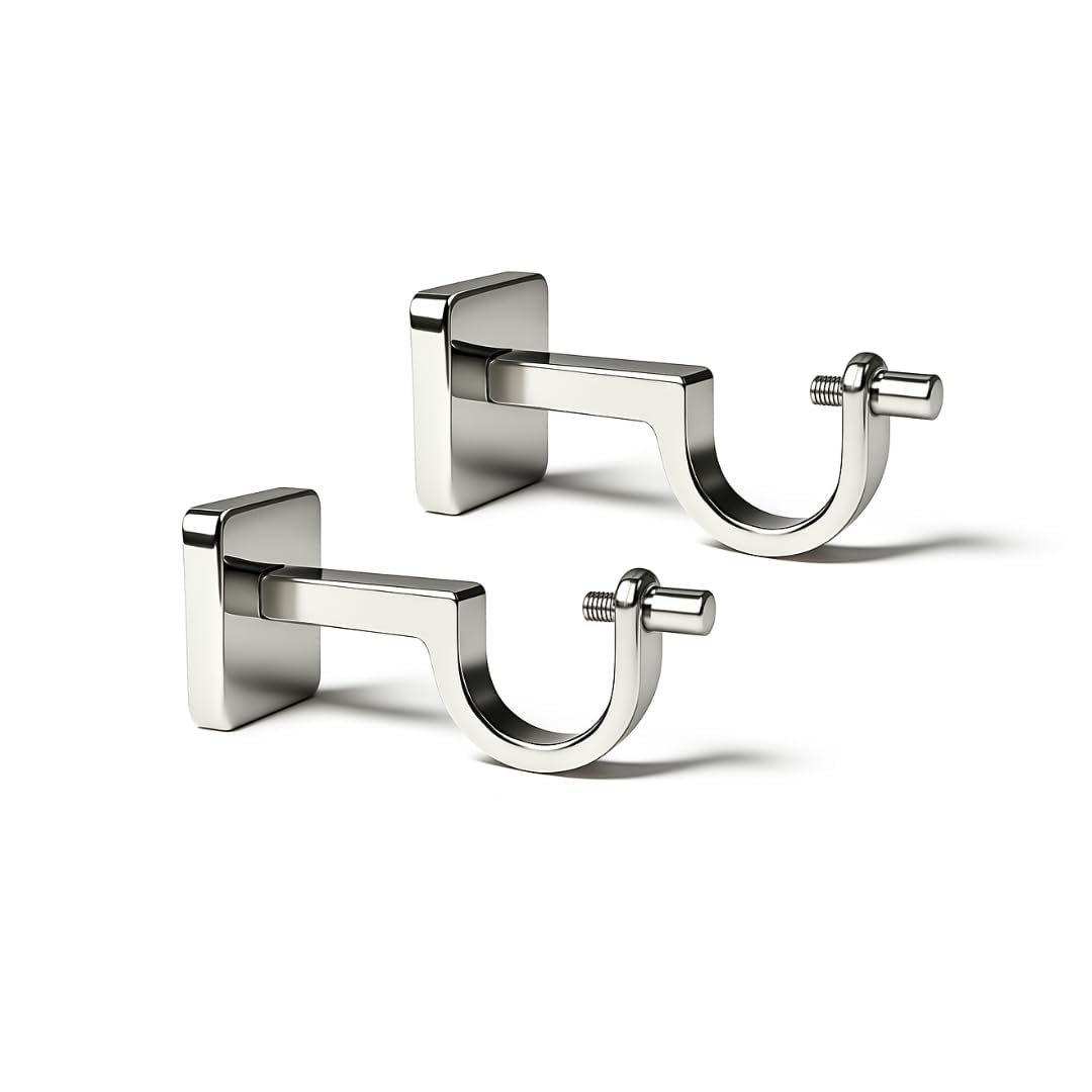 Colornest Silver Curtain Rod Brackets for 1-Inch Curtain Pole | Premium Metal Curtain Holders, 35 Kg Load Capacity| Wall Mount Support Hardware - 2 pcs-image-15