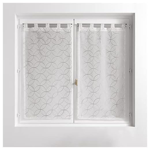 Douceur d'Intérieur, Coppia di tende con passanti 2 x 60 x 120 cm velo sabbiato ricamato olympia grigio
