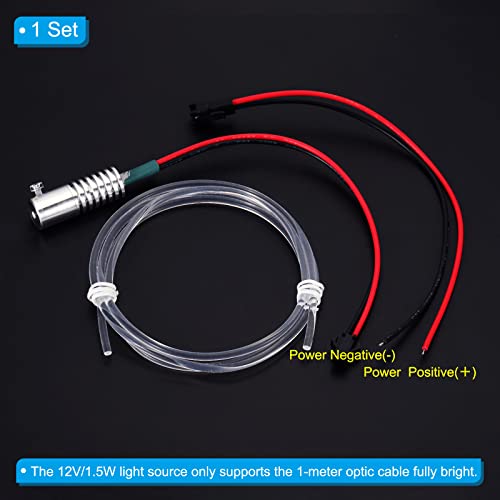 Image of PATIKIL 4mm 1m PMMA Side Glow Fiber Optic Cable Kit, with LED Aluminum Illuminator 12V 1.5W Guide Light Source Decoration for Home DIY Lighting, Green
